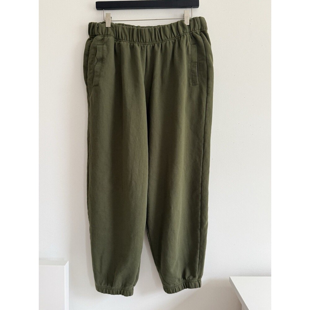 ✿ Olive Green Jogger Sweatpants Cozy Lounge Elastic Waist Casual - Picture 4 of 7